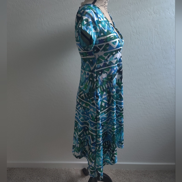 🆕 Lexington Avenue Asymmetric Blue Geometric Pattern Dress_Small - Picture 3 of 7